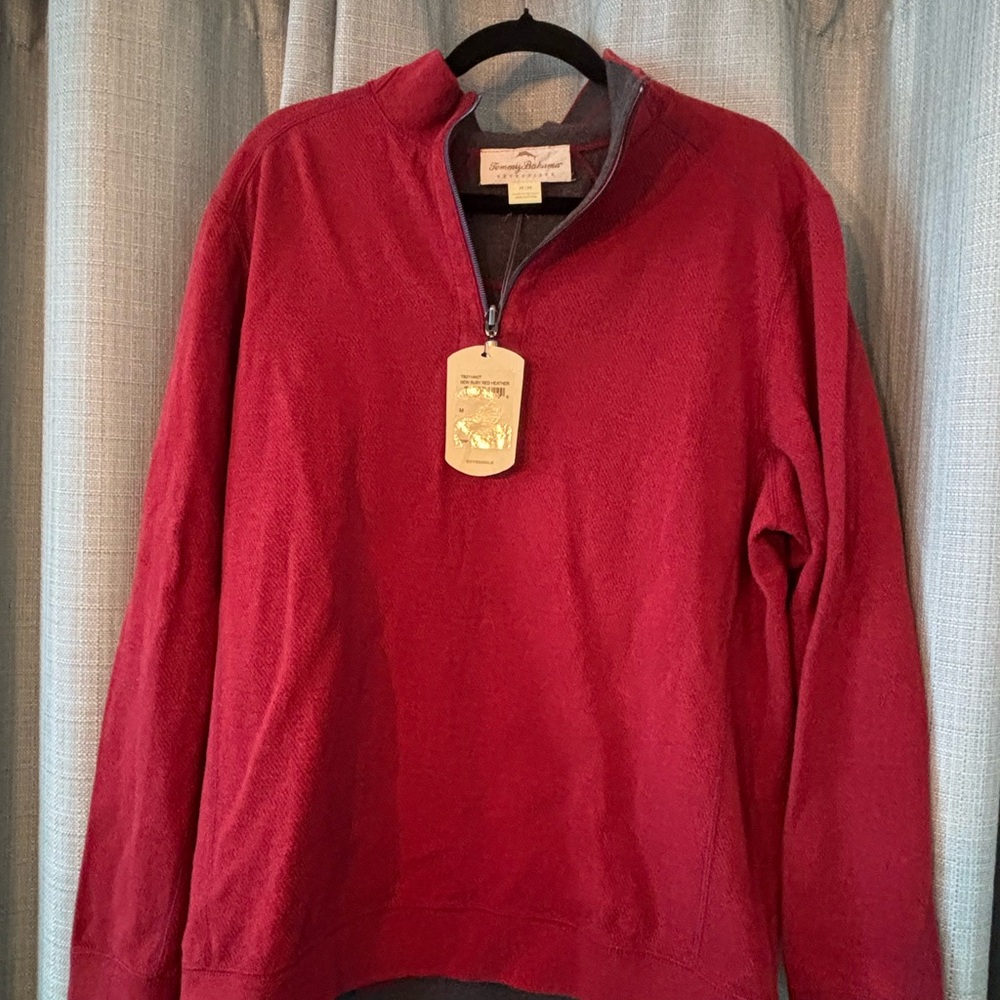 Tommy Bahama Men's Red Zip-Up Sweater